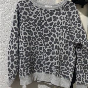 Women's Leopard Print Graphic Sweatshirt - Gray